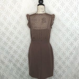 LOFT Dresses - Ann Taylor LOFT Taupe Ruffle Sheath Dress LOFT Dresses - Ann Taylor LOFT Taupe Ruffle Sheath Dress